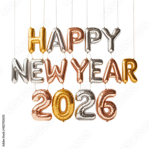 Hanging happy new year 2026 balloon combination to greet upcoming holiday season