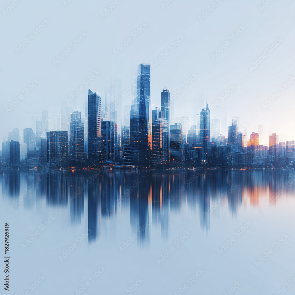 Obraz premium Corporate city skyline background