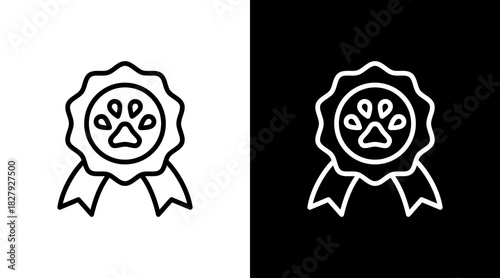 Medal Badge  White Icon Set Design