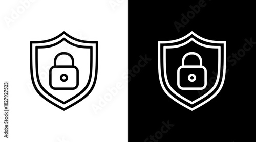 Shield Lock  White Icon Set Design