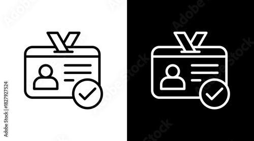 Id Card Verified  White Icon Set Design