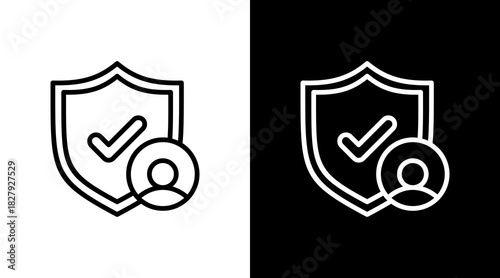 Profile Shield  White Icon Set Design