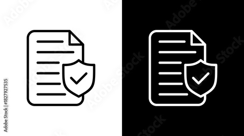 Shield Document  White Icon Set Design
