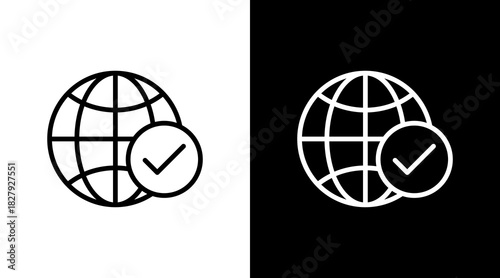 Verified Globe  White Icon Set Design