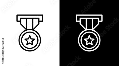 Badge Star  White Icon Set Design