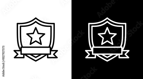 Star Medal Shield  White Icon Set Design