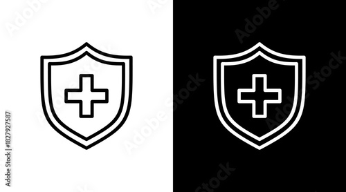 Shield Plus  White Icon Set Design