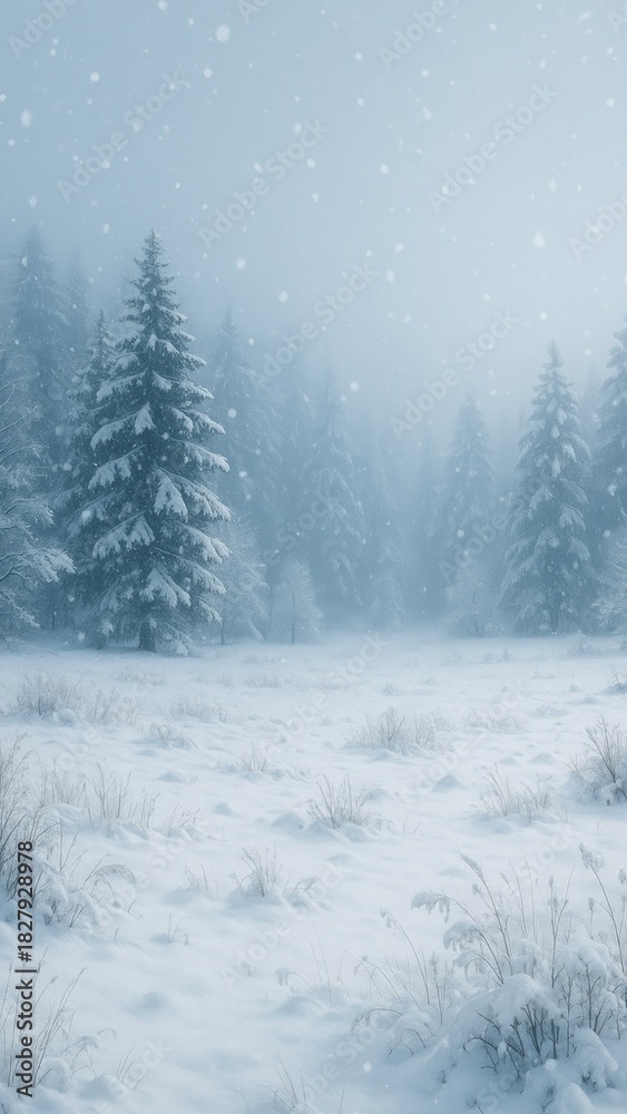 Naklejka premium Serene snowy forest landscape mobile wallpaper