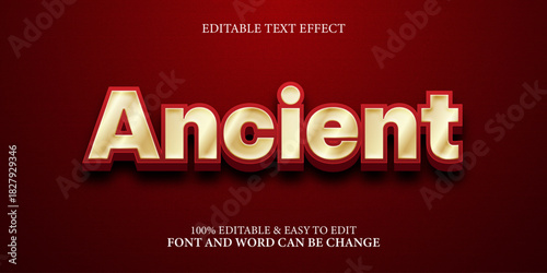 Editable Ancient Gold Text Effect on Red Background
