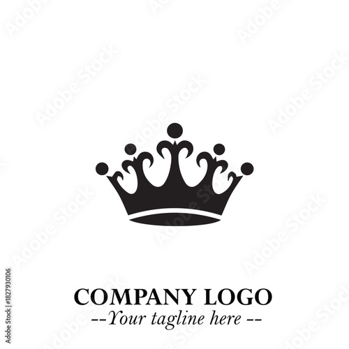 Elegant Black Crown Logo Symbol on a Clean White Background for Premium Branding Design