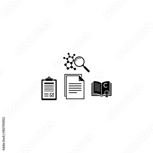 Scientific research and documentation icons