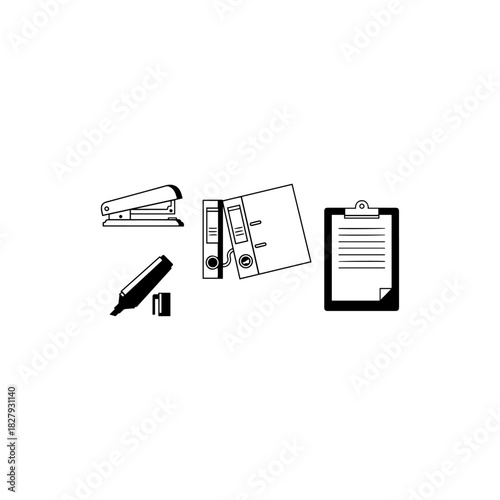Office supplies icon set