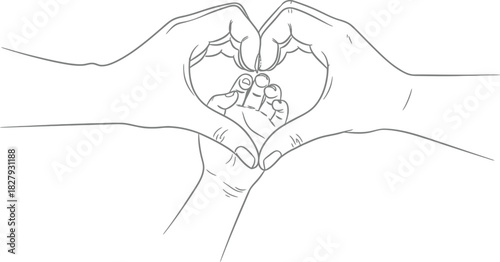 Loving hands form a heart around a tiny baby's hand, symbolizing family and new life.