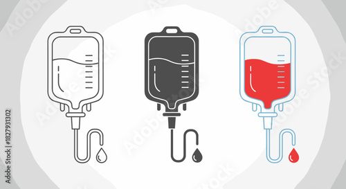 Illustration of a blood bag isolated on white background, a vital medical tool for transfusions and healthcare, depicted in a simple, clean vector style