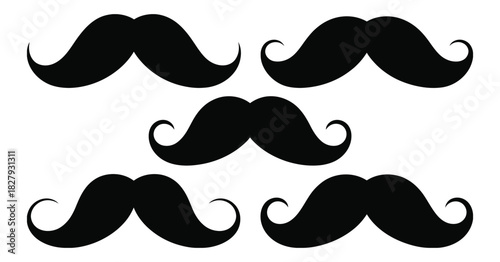 mustache silhouettes set,