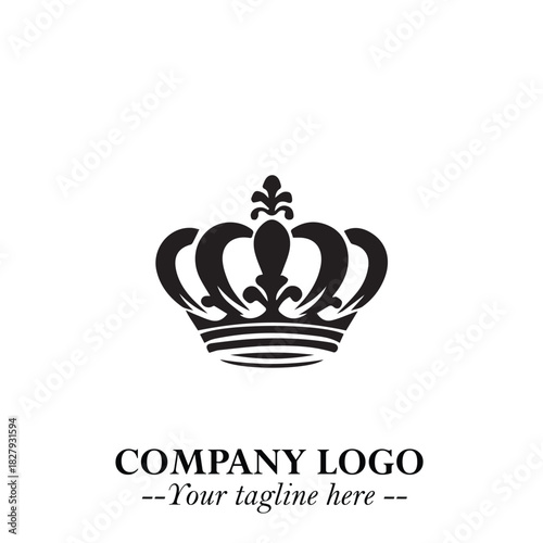 Elegant Black Crown Logo Symbol on a Clean White Background for Premium Branding Design