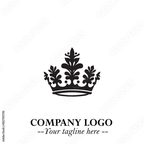 Elegant Black Crown Logo Symbol on a Clean White Background for Premium Branding Design