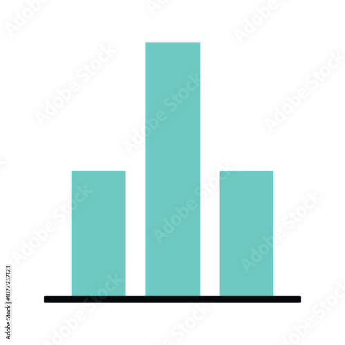 Minimalist Bar Chart Icon. Three vertical bars with varying heights for data comparison, category distribution, and statistical analysis. Simple vector graphic.