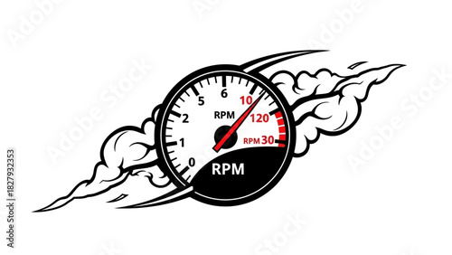 Hardcore Racing RPM Gauge with Turbo, Nitro, Track and Drifting Elements — Minimal Vector