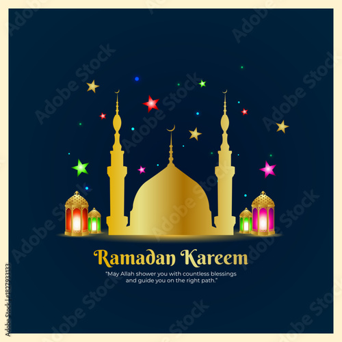Vector illustration of Ramadan Kareem social media template