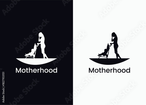 Minimalist Motherhood Logo with Abstract Mother and Child Symbol