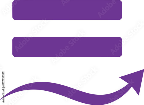 Purple abstract elements with wavy arrow indicating progress or direction