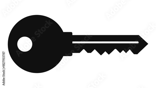 Black key icon representing essential security, crucial access, and important solution concepts for various digital appl