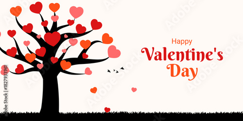 Vector illustration of Happy Valentine's Day social media template