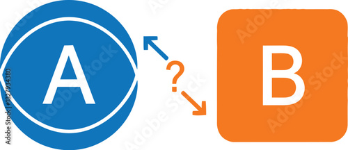 Question mark between two distinct icons, representing choice or uncertainty