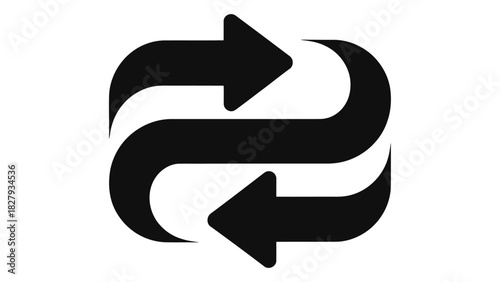 Intertwined arrows forming a loop icon, symbolizing workflow, process flow, refresh, and continuous cycle concept.