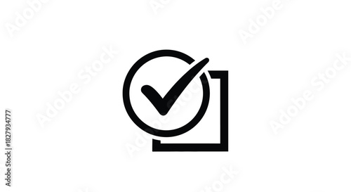 Simple checkmark inside a circle and square, symbolizing completion and approval.