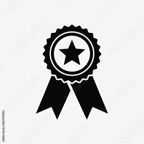 Award ribbon rosette with star icon