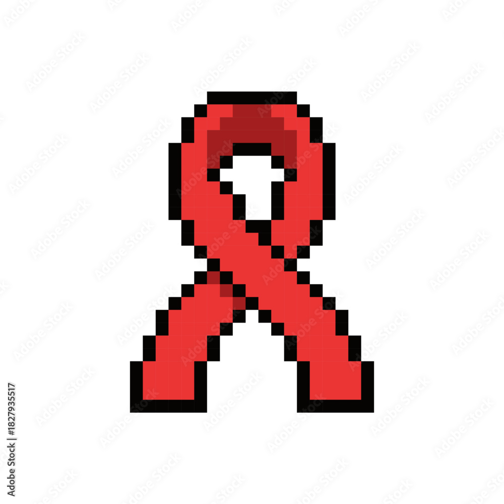Obraz premium RED RIBBON AIDS SYMBOL PIXEL ART
