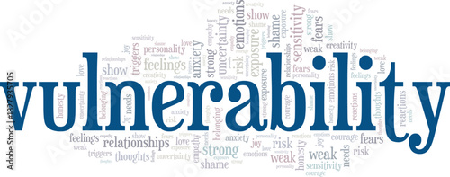 Еmotional Vulnerability word cloud conceptual design isolated on white background.