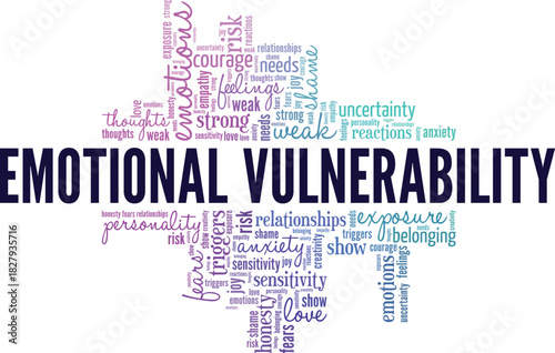 Еmotional Vulnerability word cloud conceptual design isolated on white background.