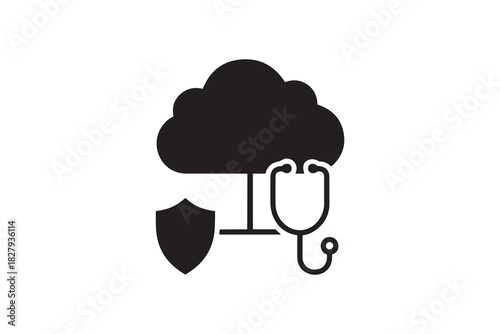 Secure Cloud Healthcare Icon Health Data Security Vector Graphic