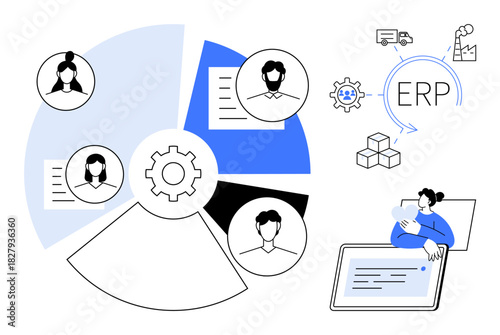 ERP system. ERP integrates business processes, resource planning, and team collaboration. ERP boosts organizational efficiency through improved workflow. For business management, team collaboration