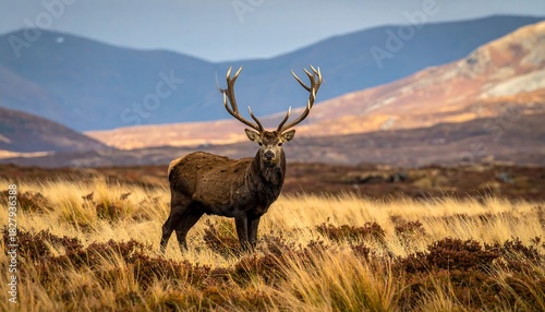Majestic stag in autumnal landscape