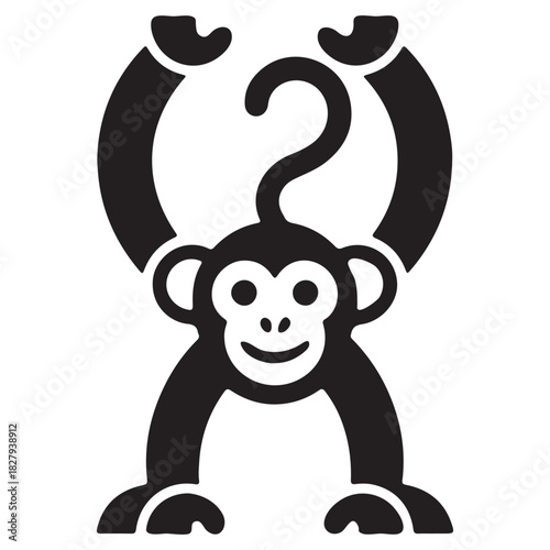 Playful Monkey Silhouette With Arms Raised primate