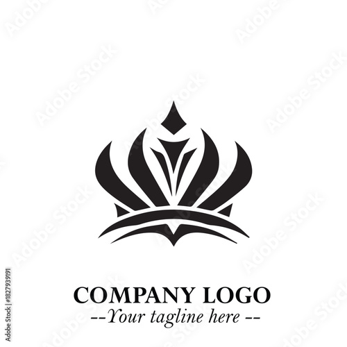Elegant Black Crown Logo Symbol on a Clean White Background for Premium Branding Design