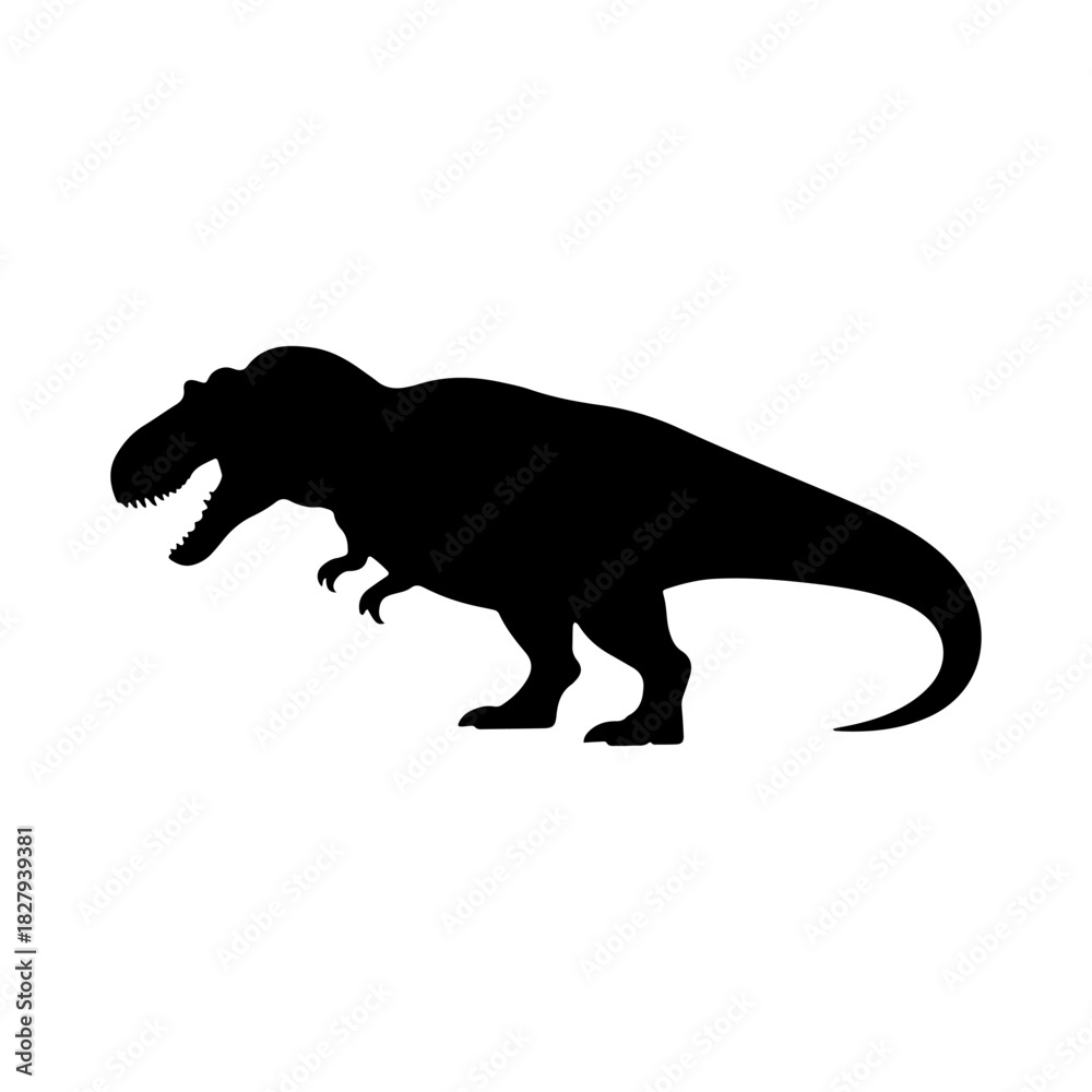 Fototapeta premium Tyrannosaurus rex silhouette in dynamic pose showcasing power and presence for design and educational purposes