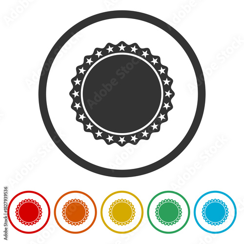 Certificate Badge icon. Set icons in color circle buttons