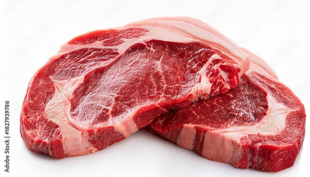 Fototapeta premium Fresh Raw Rib Eye Steaks On White Background