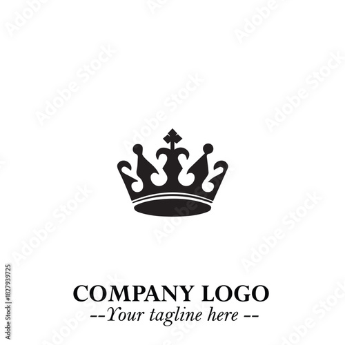 Elegant Black Crown Logo Symbol on a Clean White Background for Premium Branding Design