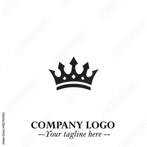 Elegant Black Crown Logo Symbol on a Clean White Background for Premium Branding Design