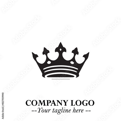 Elegant Black Crown Logo Symbol on a Clean White Background for Premium Branding Design