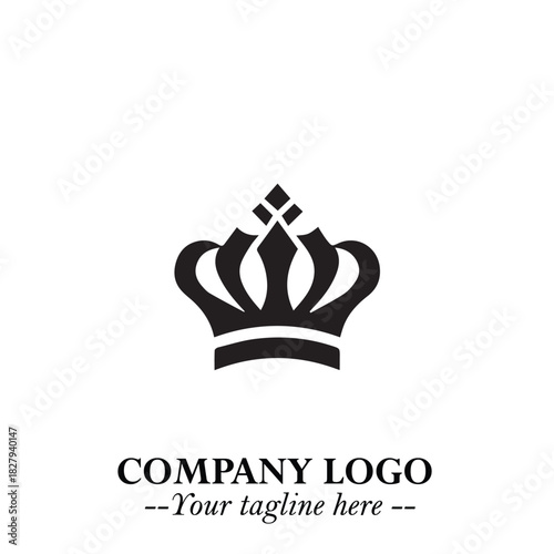Elegant Black Crown Logo Symbol on a Clean White Background for Premium Branding Design