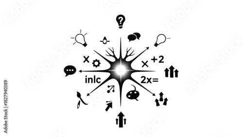 Creative ideas branching out from a central spark of inspiration