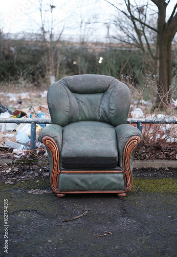 Fly-Tipped Green Armchair