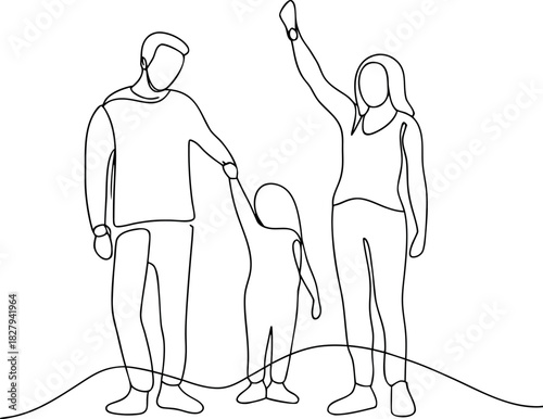 Family one line drawing vector illustration simplicity